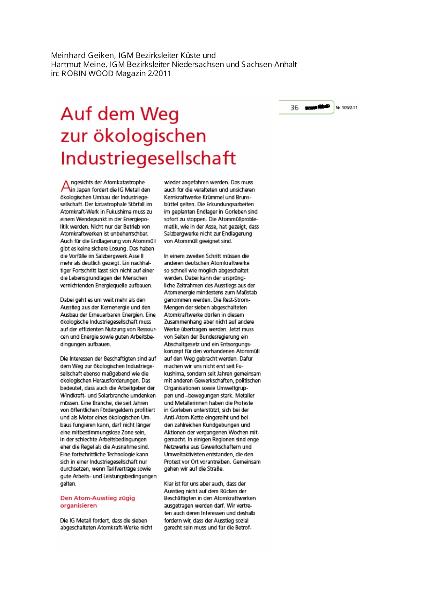 Auf dem Weg zur ökologischen Industriegesellschaft, Robin Wood Magazin 2/2011