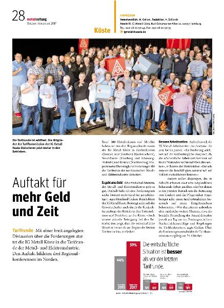 metallzeitung - Regionalseiten Küste Oktober/November 2017
