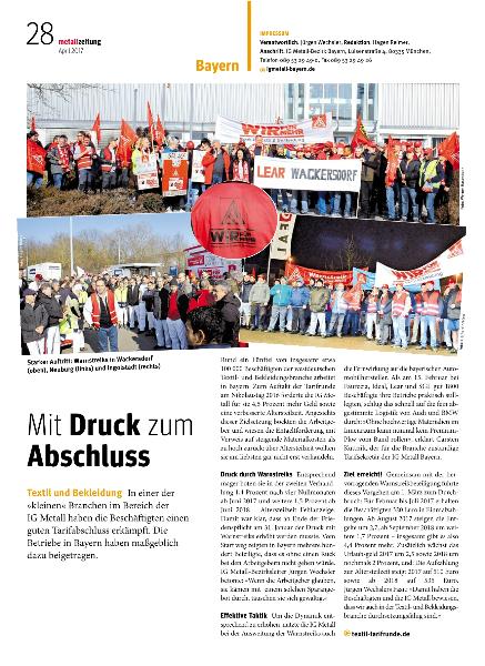 metallzeitung - Regionalseiten Bayern April 2017