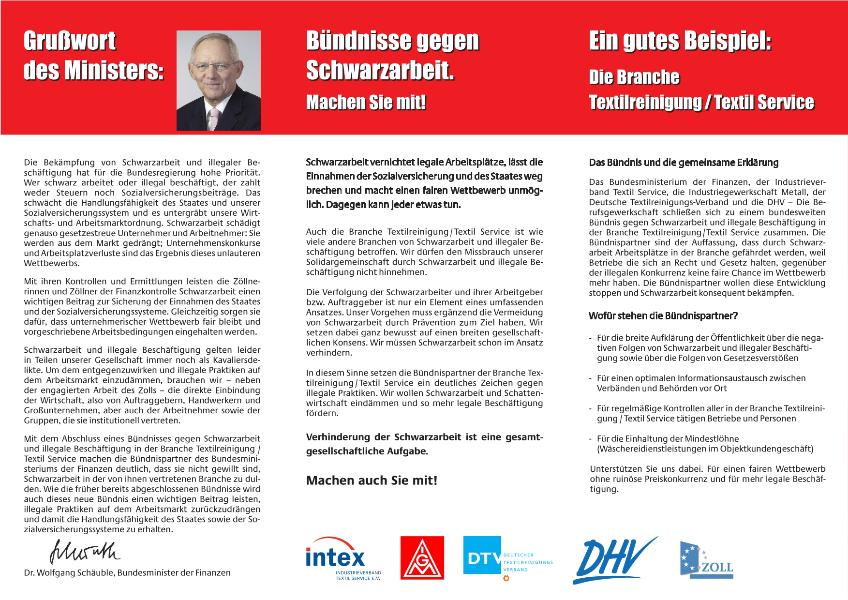 Bündnis gegen Schwarzarbeit und illegale Beschäftigung Textile Dienste
