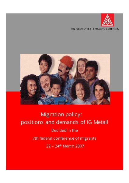 Migrationspolitisches Forderungs- und Arbeitspapier, März 2007 (englische Fassung)