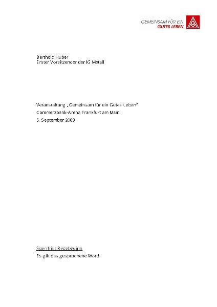 Berthold Huber - Rede in der Arena