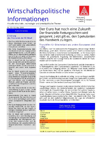 Wirtschaftspolitische Informationen 03 / 2010: Der Euro hat noch eine Zukunft