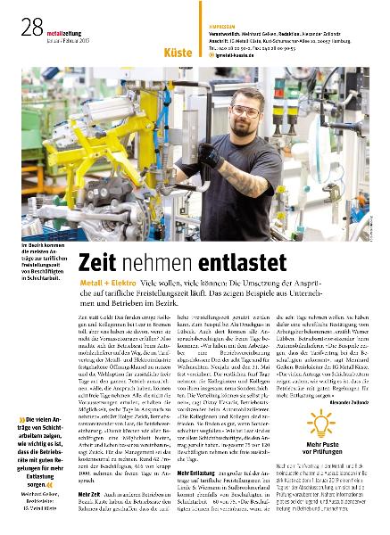 metallzeitung - Regionalseiten Küste Januar-Februar 2019