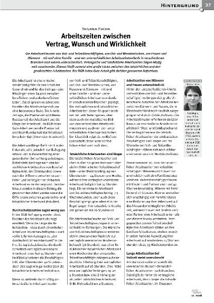 Arbeitszeiten zwischen Vertrag, Wunsch und Wirklichkeit, Gute Arbeit 12/2008