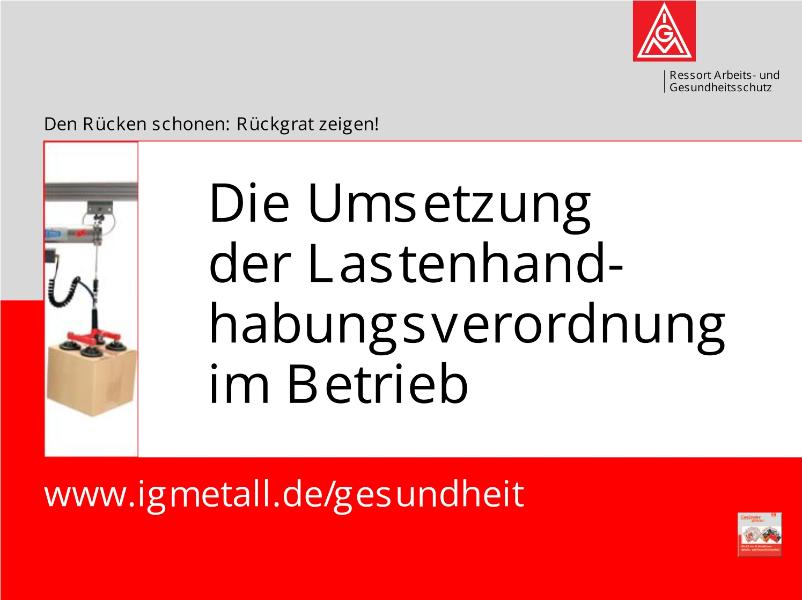 Die Umsetzung der Lastenhandhabungsverordnung im Betrieb