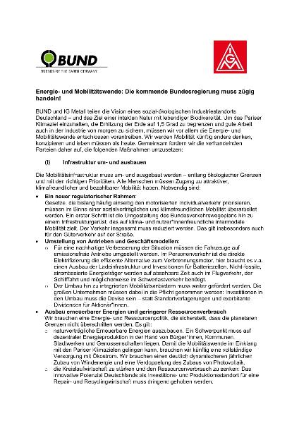 Energie- und Mobilitätswende: Die kommende Bundesregierung muss zügig handeln!