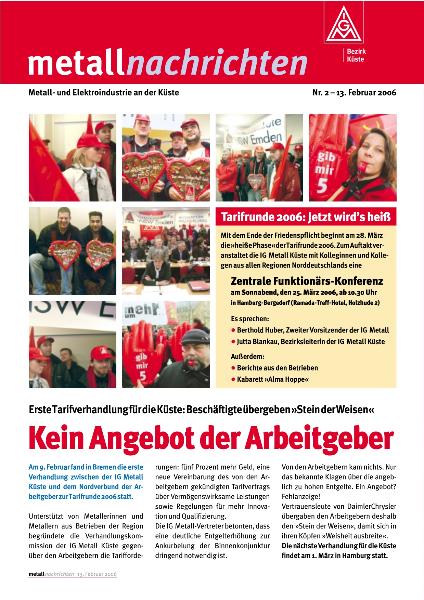Bezirk Küste: Kein Angebot der Arbeitgeber, Nr. 2 - 13. Februar 2006