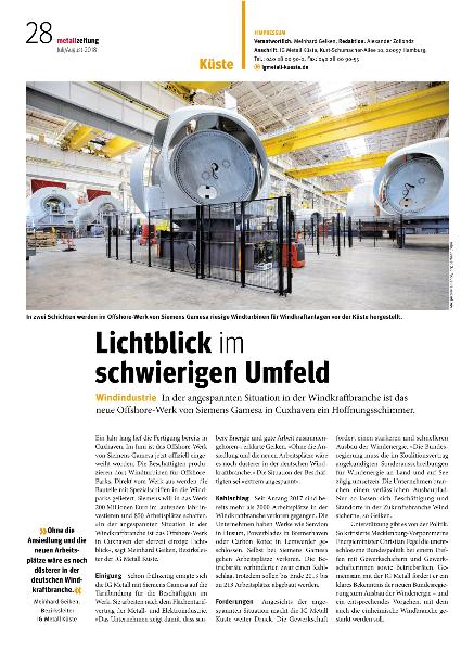 metallzeitung - Regionalseiten Küste Juli/August 2018