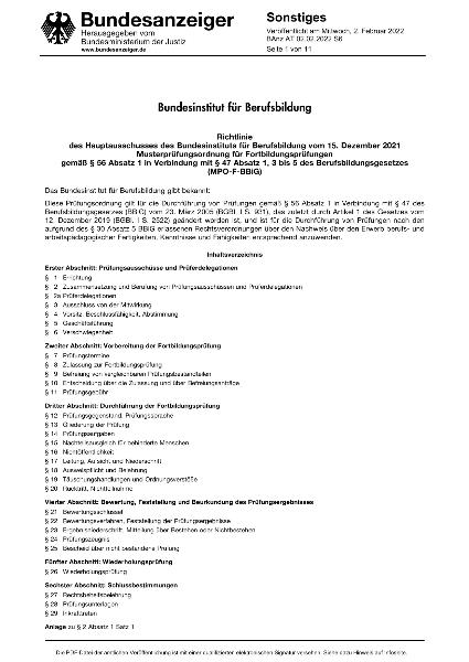 BIBB HA-Empfehlung Musterprüfungsordnung Fortbildung BBiG