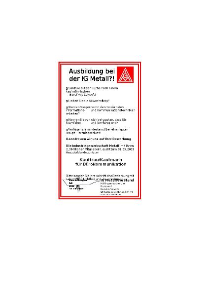 Ausbildung bei der IG Metall 2009