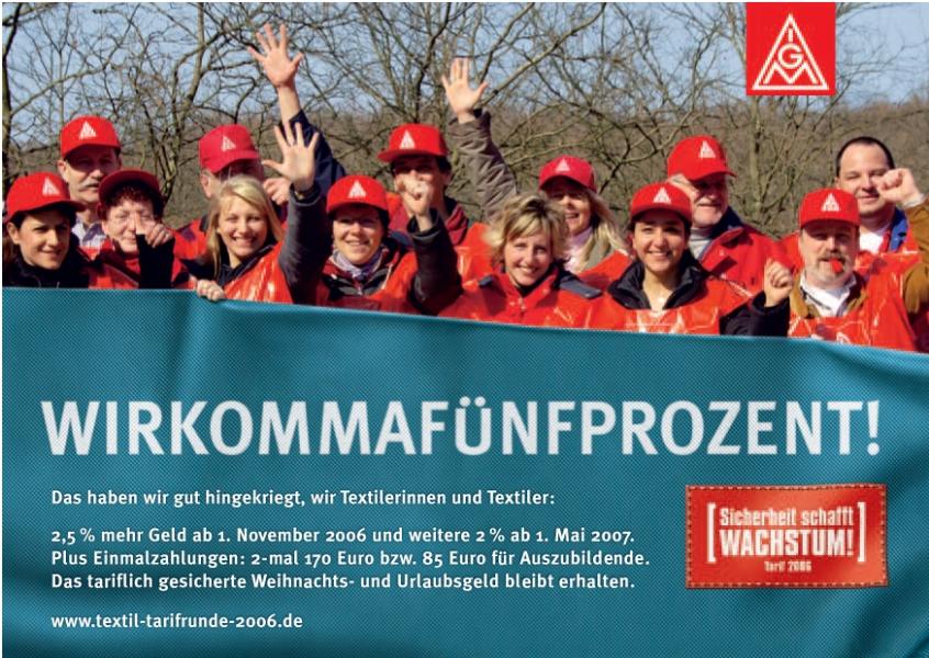 Aushang: Wirkommafünfprozent - Abschluß Textil-Bekleidung Mai 2006