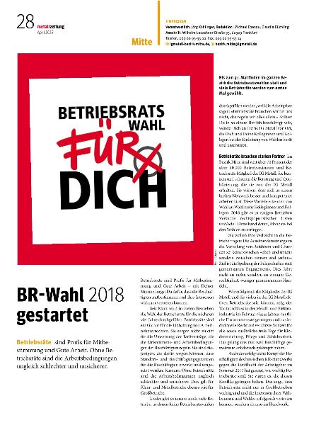 metallzeitung - Regionalseiten Mitte April 2018