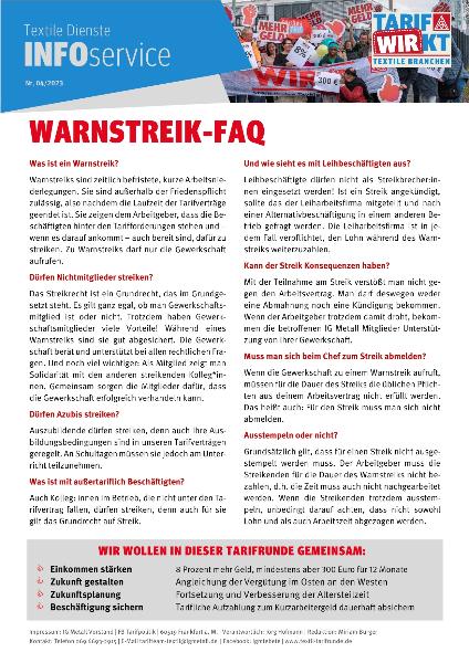 Warnstreik-FAQ, Infoservice Textile Dienste Nr. 4/2023