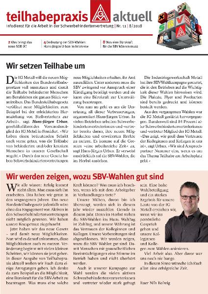 Teilhabepraxis aktuell Nr.11 / 8/2018 – Infodienst für die Arbeit in der Schwerbehindertenvertretung