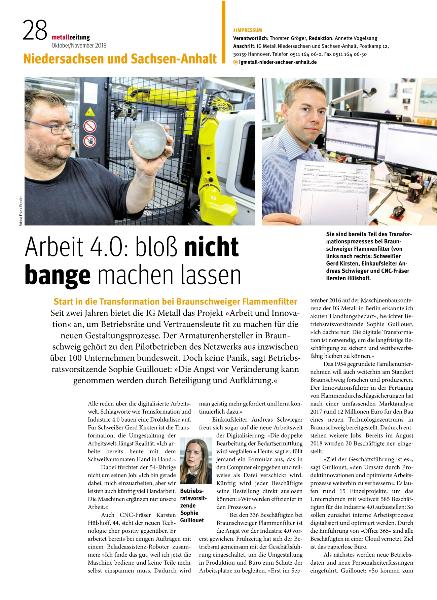 metallzeitung - Regionalseiten Niedersachsen und Sachsen-Anhalt Oktober/November 2018