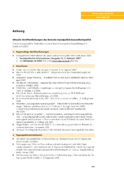 Sozialpolitische Informationen Nr. 2 / 2007: Anhang