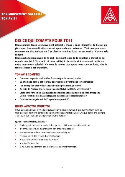 Flyer zur Befragung und Tarifbewegung HuK 2023_2024 - In französischer Sprache
