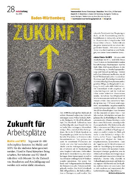 metallzeitung - Regionalseiten Baden-Württemberg Mai 2016