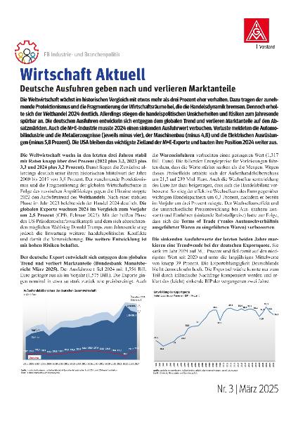 Deutsche Ausfuhren geben nach und verlieren Marktanteile, Wirtschaft Aktuell Nr. 3 | 2025