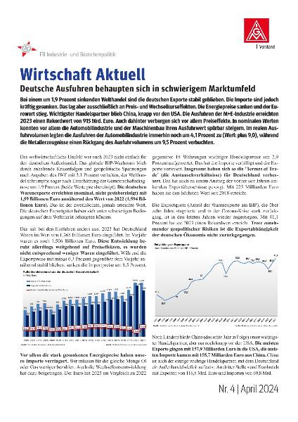 Deutsche Ausfuhren behaupten sich in schwierigem Marktumfeld, Wirtschaft Aktuell Nr. 4 | 2024