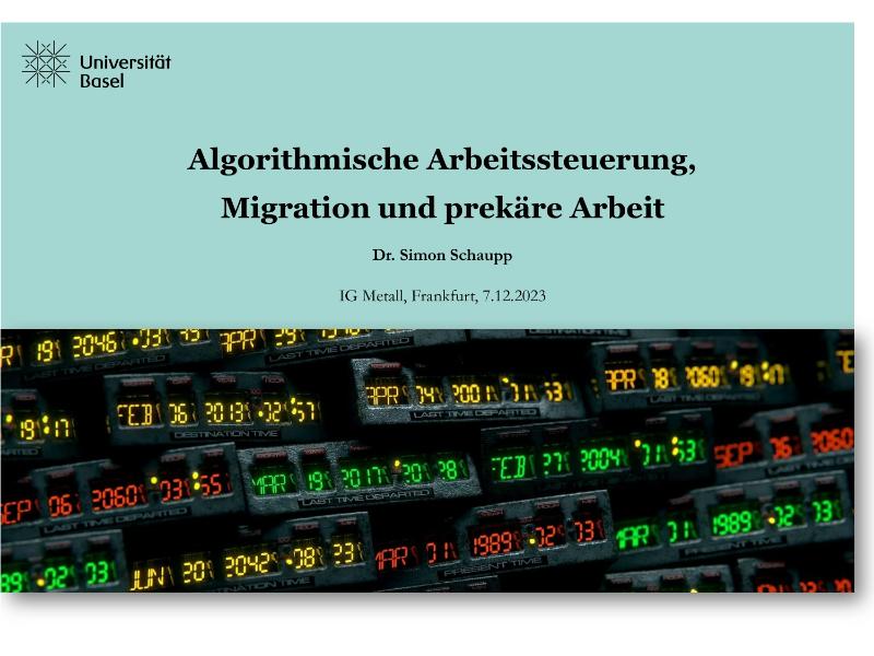 Algorithmische Arbeitssteuerung, Migration und prekäre Arbeit, Vortrag von Dr. Simon Schaupp