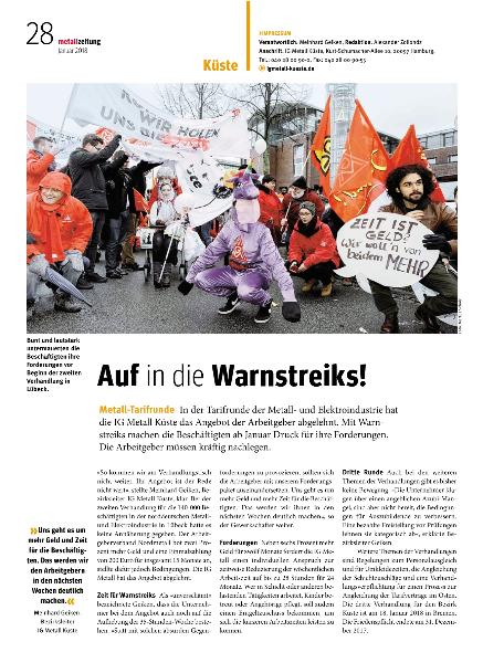 metallzeitung - Regionalseiten Küste Januar 2018
