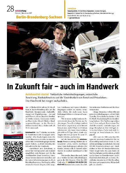 metallzeitung - Regionalseiten Berlin-Brandenburg-Sachsen Oktober/November 2017