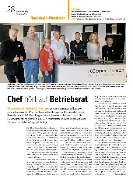 metallzeitung - Regionalseiten Nordrhein-Westfalen November 2015