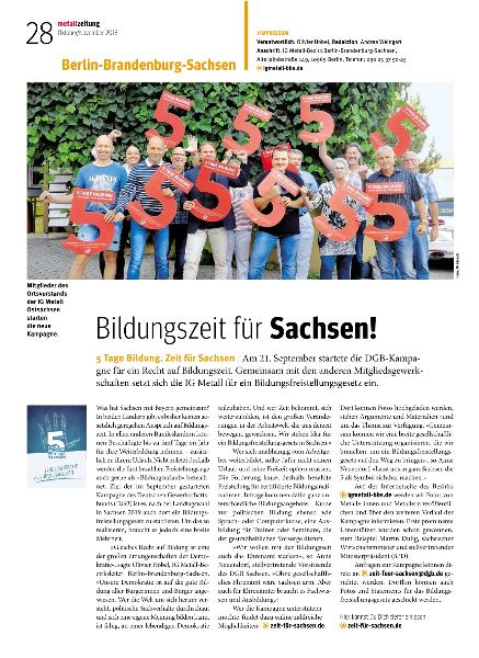 metallzeitung - Regionalseiten Berlin-Brandenburg-Sachsen Oktober/November 2018