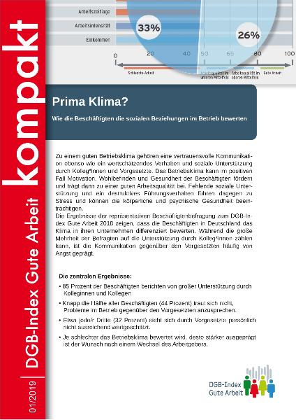 Prima Klima? Wie die Beschäftigten die sozialen Beziehungen im Betrieb bewerten. DGB-Index Gute Arbeit 