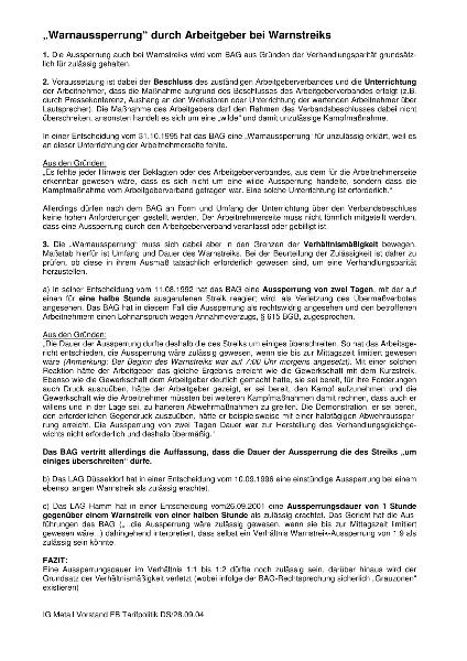 Rechts-Info Warnaussperrung