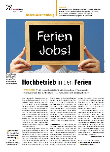 metallzeitung - Regionalseiten Baden-Württemberg September 2015