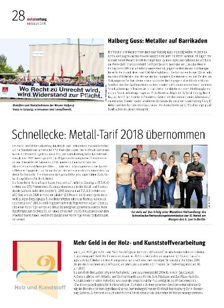 metallzeitung - Regionalseiten Berlin-Brandenburg-Sachsen Juli/August 2018