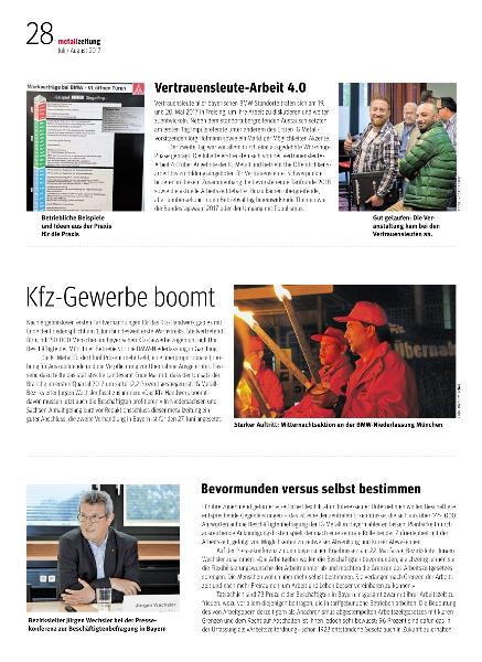 metallzeitung - Regionalseiten Bayern Juli/ August 2017