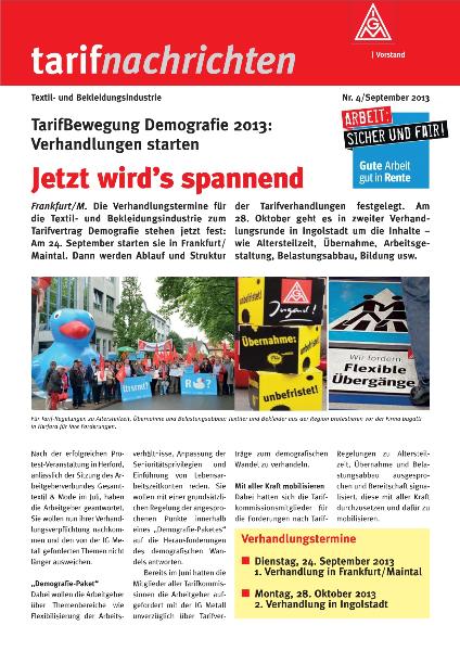 tarifnachrichten Textil- und Bekleidungsindustrie Nr. 4/ 2013: 