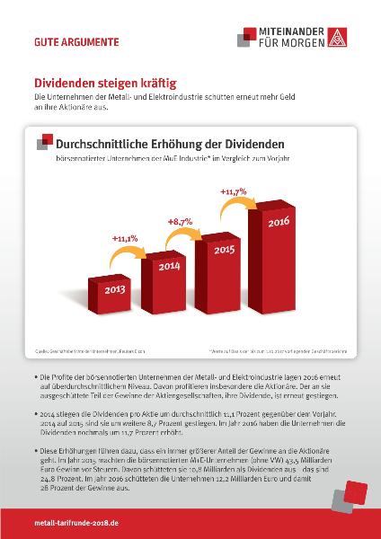 Gute Argumente zur Tarifrunde Nr. 14 - Dividenden steigen kräftig