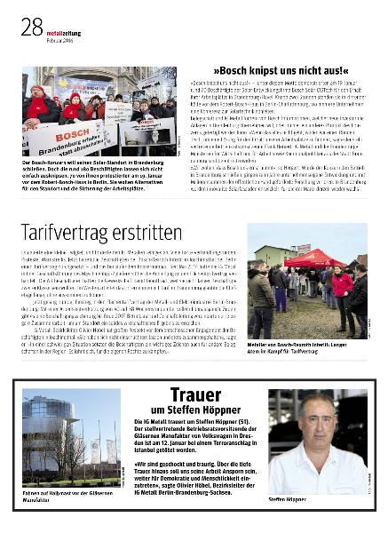 metallzeitung - Regionalseiten Berlin-Brandenburg-Sachsen Februar 2016