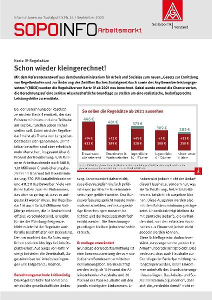 Hartz IV-Regelsätze: Schon wieder kleingerechnet!, SoPo-Info Nr. 54/September 2020
