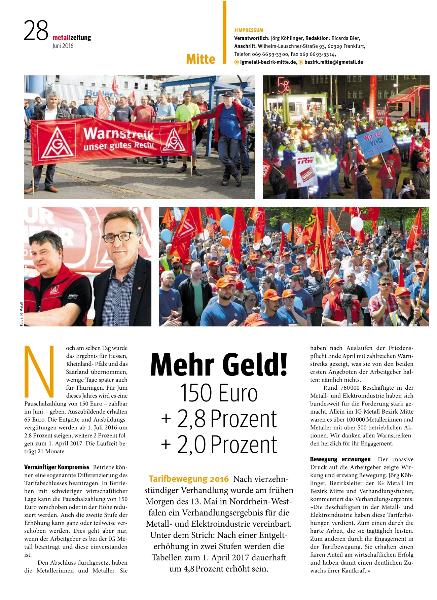 metallzeitung - Regionalseiten Mitte Juni 2016