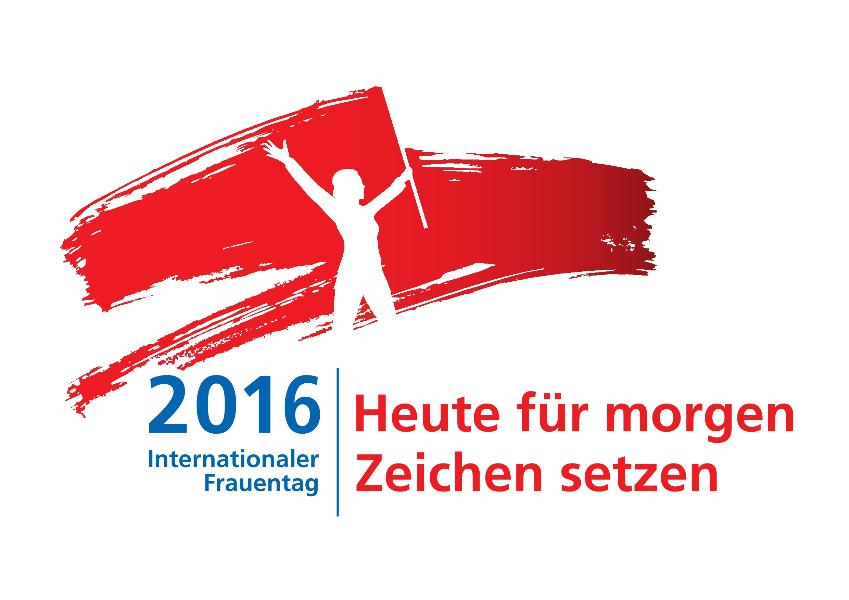 Heute für morgen Zeichen setzen - Logo zum Internationalen Frauentag 2016 (farbig)