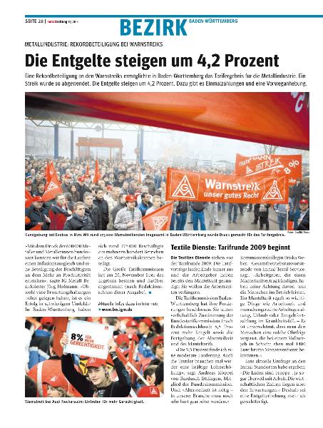 metallzeitung - Regionalseiten Baden-Württemberg Dezember 2008