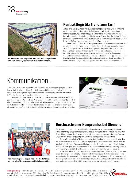 metallzeitung - Regionalseiten Bayern November 2016