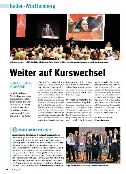 metallzeitung - Regionalseiten Baden-Württemberg August 2012