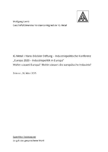 2015 3 26 Statement Wolfgang Lemb Industriepolitische Konferenz Brüssel