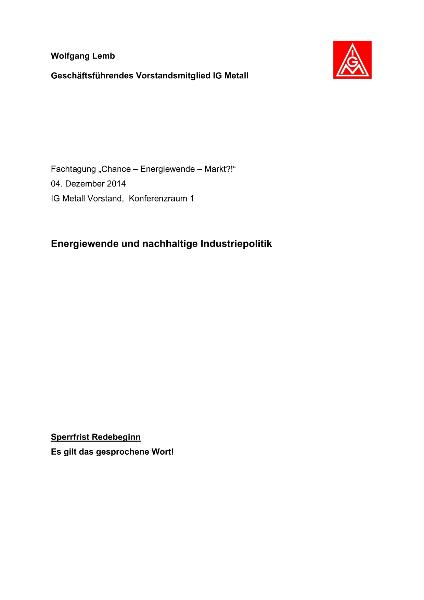 Energiewende und nachhaltige Industriepolitik