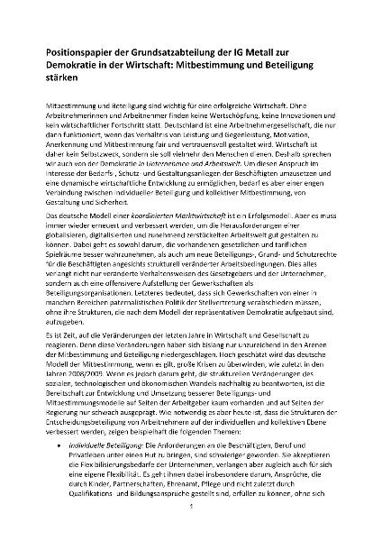 Mitbestimmung und Beteiligung stärken