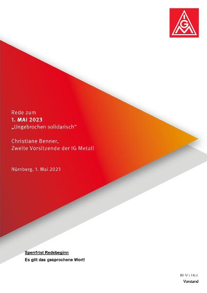 Christiane Benner, Zweite Vorsitzende der IG Metall, Rede zum 1. Mai 2023