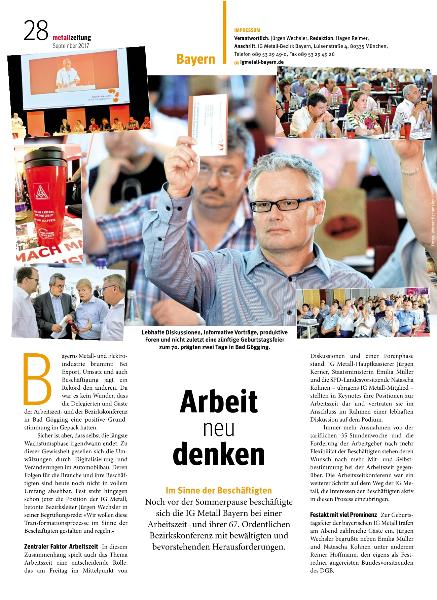metallzeitung - Regionalseiten Bayern September 2017