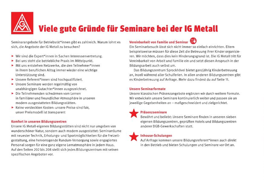 Gute Gründe für die IG Metall Seminare